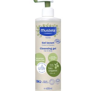 Organic Certified Cleansing Gel Body & Hair Mustela®  Βιολογικά Πιστοποιημένο τζελ καθαρισμού για σώμα & μαλλιά με Βιολογικό Ελαιόλαδο