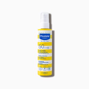 Sun Face & Body Spray Mustela® Αντηλιακό Σώματος & Προσώπου υψηλής προστασίας σε μορφή σπρέι με δείκτη SPF 50