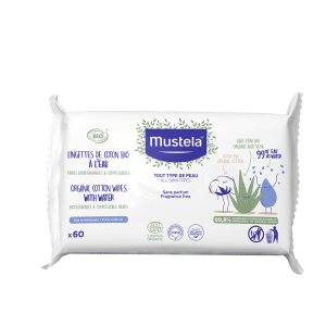 Organic Cotton Wipes with water Mustela® Μωρομάντηλα Kαθαρισμού με βιολογικό βάμβακι και νερό