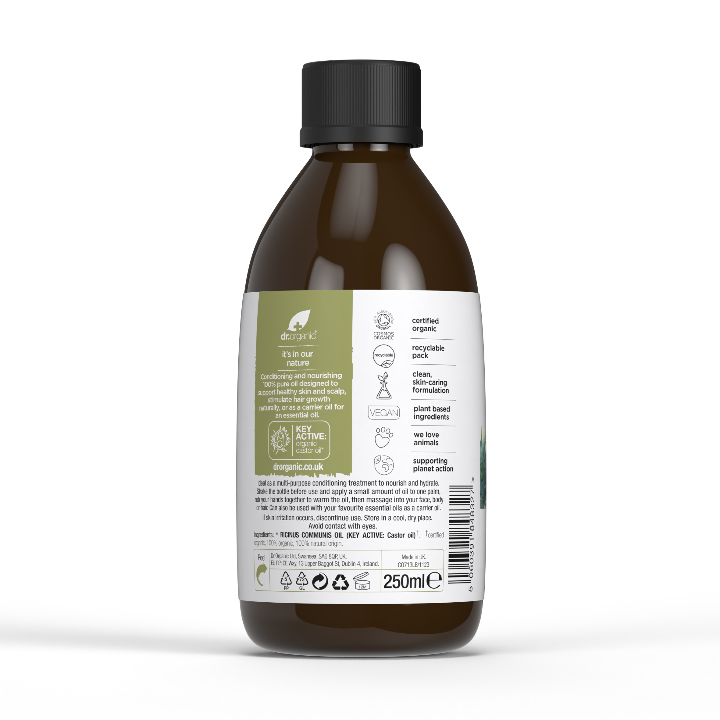 CO00713 Castor Seed Pure Oil Label 250ml BACK